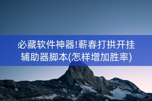 必藏软件神器!蕲春打拱开挂辅助器脚本(怎样增加胜率)
