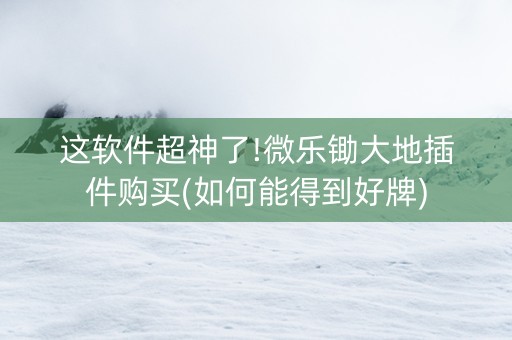 这软件超神了!微乐锄大地插件购买(如何能得到好牌)
