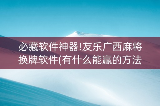 必藏软件神器!友乐广西麻将换牌软件(有什么能赢的方法)