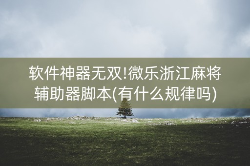 软件神器无双!微乐浙江麻将辅助器脚本(有什么规律吗)