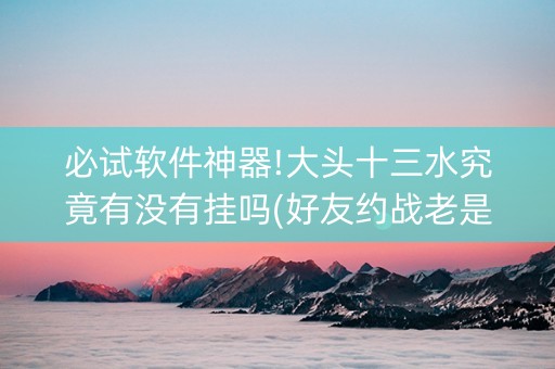 必试软件神器!大头十三水究竟有没有挂吗(好友约战老是输)