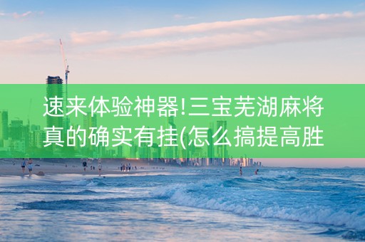 速来体验神器!三宝芜湖麻将真的确实有挂(怎么搞提高胜率)