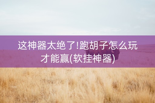 这神器太绝了!跑胡子怎么玩才能赢(软挂神器)