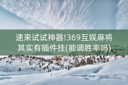 速来试试神器!369互娱麻将其实有插件挂(能调胜率吗)