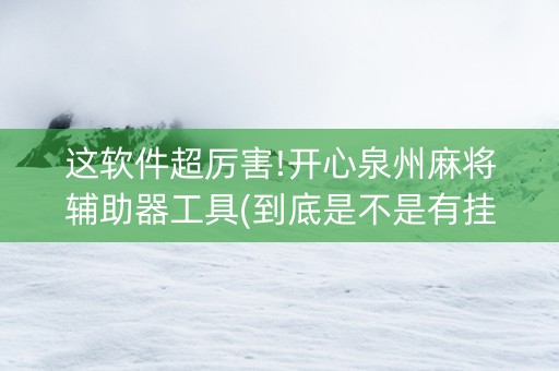 这软件超厉害!开心泉州麻将辅助器工具(到底是不是有挂)
