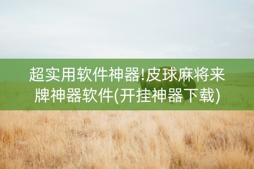 超实用软件神器!皮球麻将来牌神器软件(开挂神器下载)