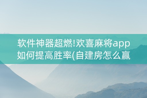 软件神器超燃!欢喜麻将app如何提高胜率(自建房怎么赢)