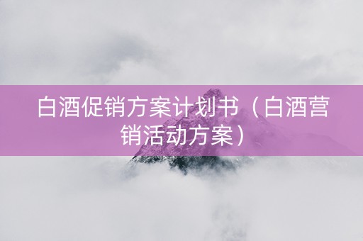 白酒促销方案计划书（白酒营销活动方案）