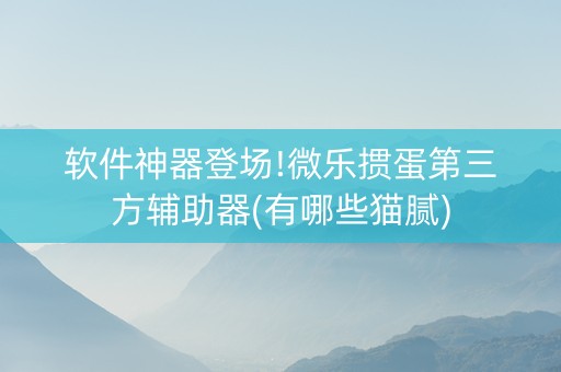 软件神器登场!微乐掼蛋第三方辅助器(有哪些猫腻)