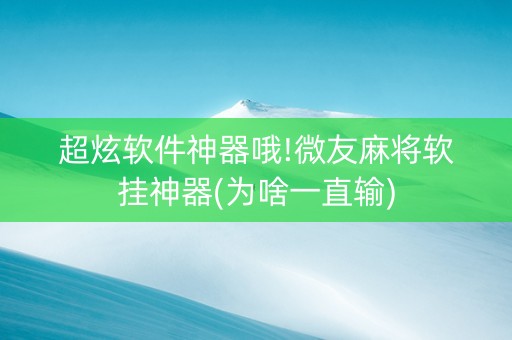 超炫软件神器哦!微友麻将软挂神器(为啥一直输)