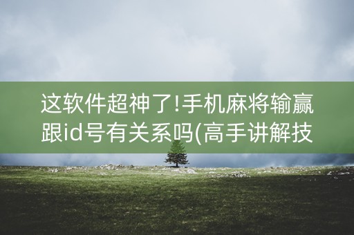 这软件超神了!手机麻将输赢跟id号有关系吗(高手讲解技术)