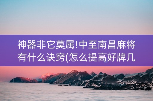 神器非它莫属!中至南昌麻将有什么诀窍(怎么提高好牌几率)