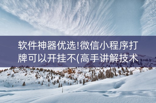 软件神器优选!微信小程序打牌可以开挂不(高手讲解技术)