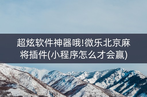 超炫软件神器哦!微乐北京麻将插件(小程序怎么才会赢)