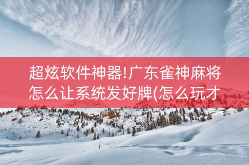 超炫软件神器!广东雀神麻将怎么让系统发好牌(怎么玩才能赢)