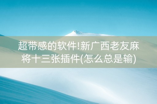 超带感的软件!新广西老友麻将十三张插件(怎么总是输)