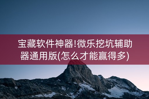 宝藏软件神器!微乐挖坑辅助器通用版(怎么才能赢得多)