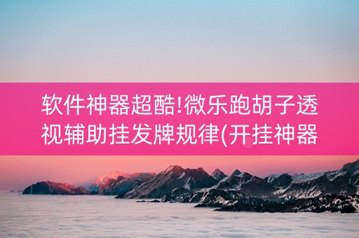 软件神器超酷!微乐跑胡子透视辅助挂发牌规律(开挂神器下载)