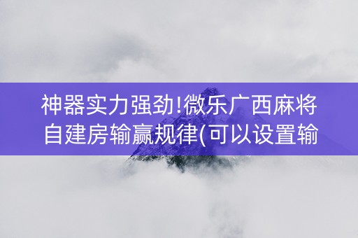 神器实力强劲!微乐广西麻将自建房输赢规律(可以设置输赢吗)