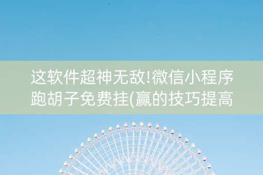 这软件超神无敌!微信小程序跑胡子免费挂(赢的技巧提高胜率)