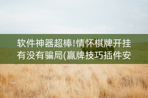 软件神器超棒!情怀棋牌开挂有没有骗局(赢牌技巧插件安装)