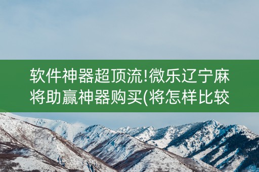 软件神器超顶流!微乐辽宁麻将助赢神器购买(将怎样比较容易赢)