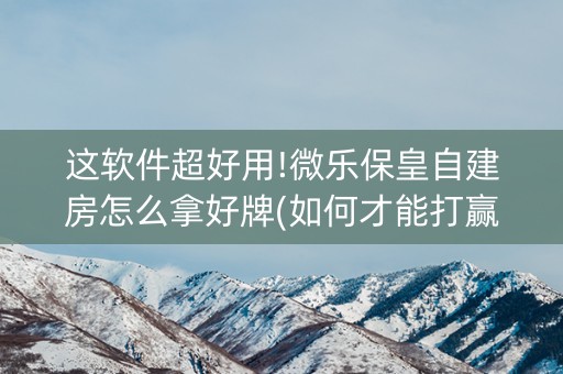 这软件超好用!微乐保皇自建房怎么拿好牌(如何才能打赢)