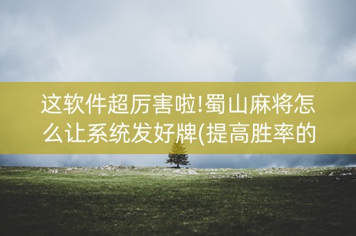 这软件超厉害啦!蜀山麻将怎么让系统发好牌(提高胜率的方法)