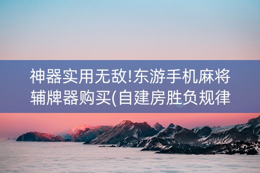 神器实用无敌!东游手机麻将辅牌器购买(自建房胜负规律)