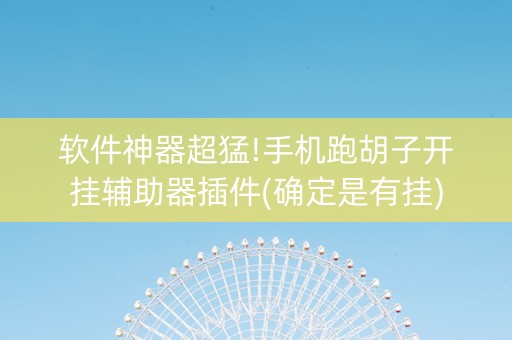 软件神器超猛!手机跑胡子开挂辅助器插件(确定是有挂)