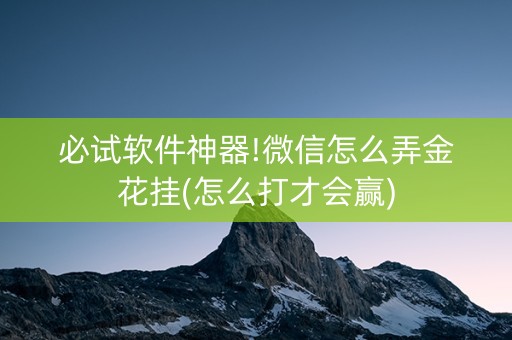 必试软件神器!微信怎么弄金花挂(怎么打才会赢)