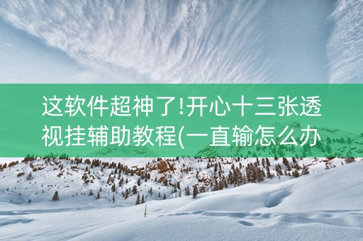 这软件超神了!开心十三张透视挂辅助教程(一直输怎么办)
