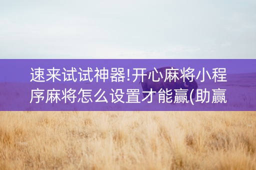 速来试试神器!开心麻将小程序麻将怎么设置才能赢(助赢神器)