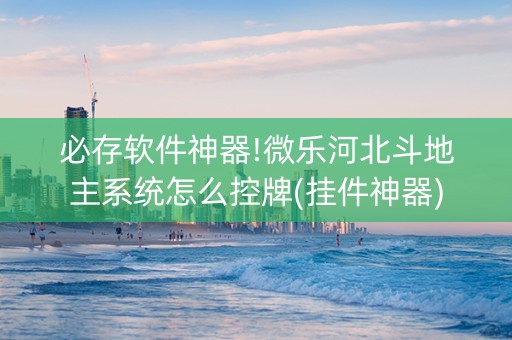 必存软件神器!微乐河北斗地主系统怎么控牌(挂件神器)