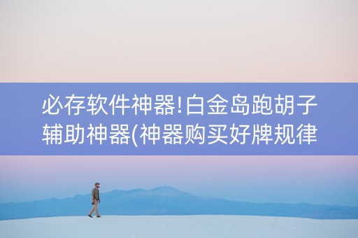 必存软件神器!白金岛跑胡子辅助神器(神器购买好牌规律)