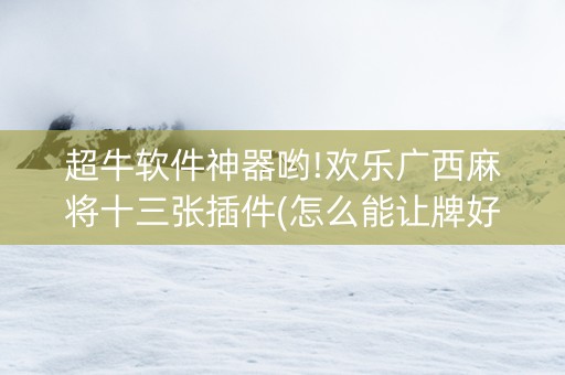 超牛软件神器哟!欢乐广西麻将十三张插件(怎么能让牌好一点)