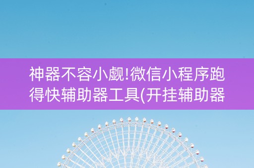 神器不容小觑!微信小程序跑得快辅助器工具(开挂辅助器插件)