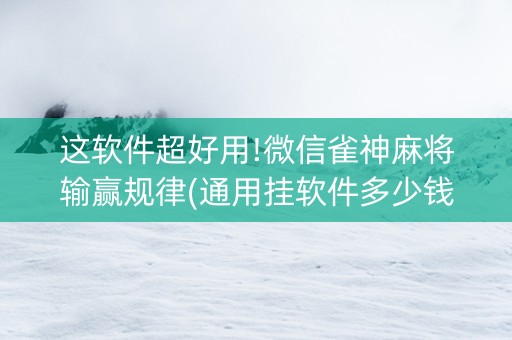 这软件超好用!微信雀神麻将输赢规律(通用挂软件多少钱)