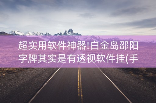 超实用软件神器!白金岛邵阳字牌其实是有透视软件挂(手气一直很差)