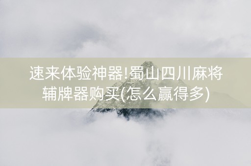 速来体验神器!蜀山四川麻将辅牌器购买(怎么赢得多)