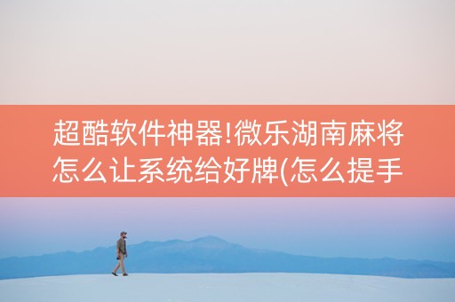 超酷软件神器!微乐湖南麻将怎么让系统给好牌(怎么提手拿好牌)