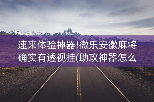 速来体验神器!微乐安徽麻将确实有透视挂(助攻神器怎么才会赢)