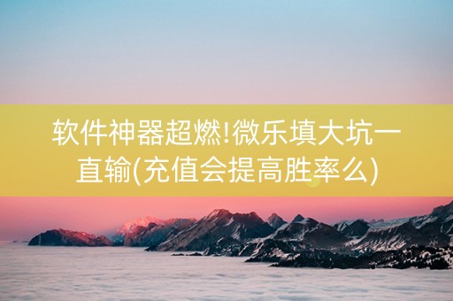 软件神器超燃!微乐填大坑一直输(充值会提高胜率么)
