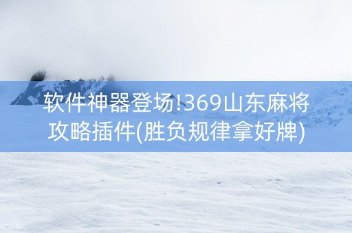 软件神器登场!369山东麻将攻略插件(胜负规律拿好牌)