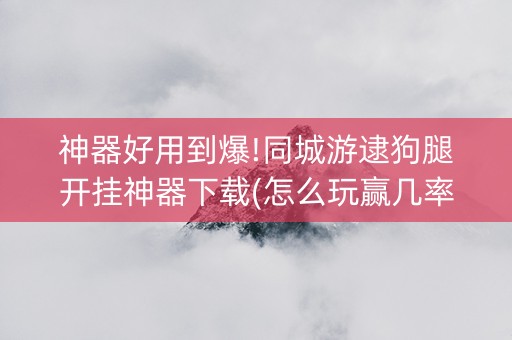 神器好用到爆!同城游逮狗腿开挂神器下载(怎么玩赢几率大)