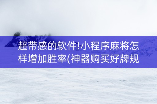 超带感的软件!小程序麻将怎样增加胜率(神器购买好牌规律)