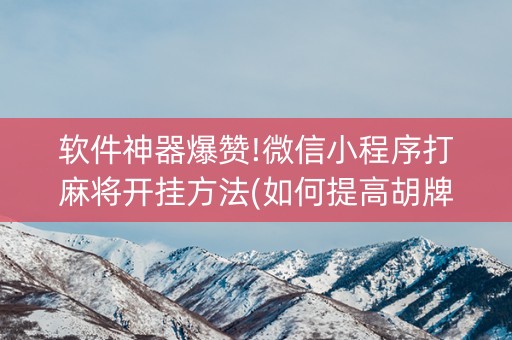 软件神器爆赞!微信小程序打麻将开挂方法(如何提高胡牌率)
