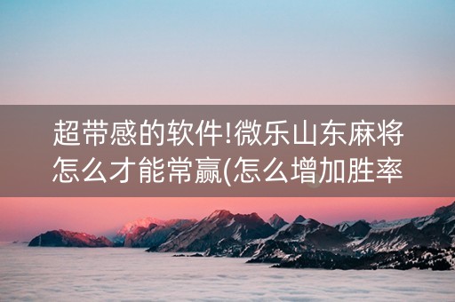 超带感的软件!微乐山东麻将怎么才能常赢(怎么增加胜率)