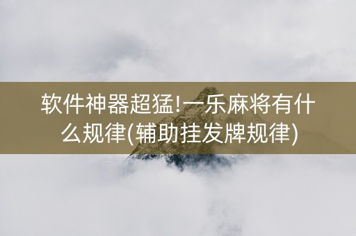 软件神器超猛!一乐麻将有什么规律(辅助挂发牌规律)