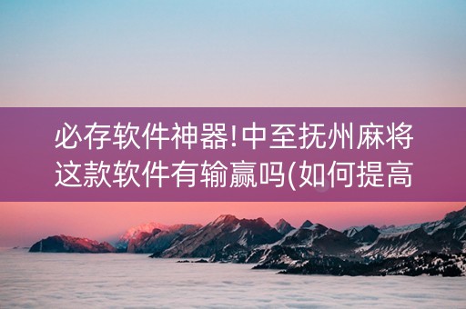 必存软件神器!中至抚州麻将这款软件有输赢吗(如何提高胡牌率)